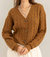 Cable Knit Cardigan Sweater - Pale Brown