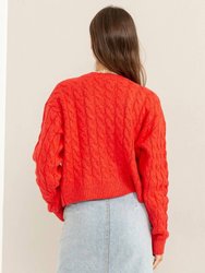 Cable Knit Cardigan Sweater