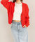 Cable Knit Cardigan Sweater - Red