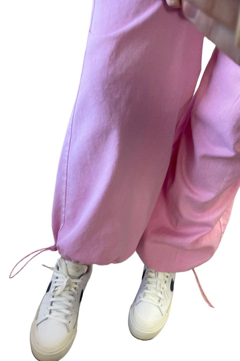 Denim Parachute Pants In Pink