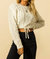Double Zero Cable Knit Drawstring Hem Crop Sweater - Whip Cream