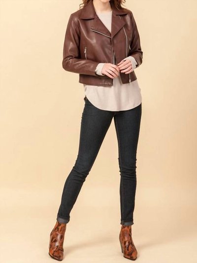HYFVE Faux Leather Biker Jacket In Chocolate product