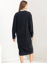 Long Sleeve Midi Sweatshirt Dress In Black