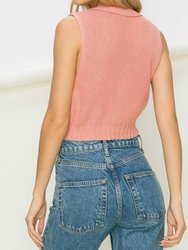 Newly Found Love Button Up Cropped Vest - Teak Rose