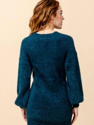 Puff Sleeve Knit Sweater Dress