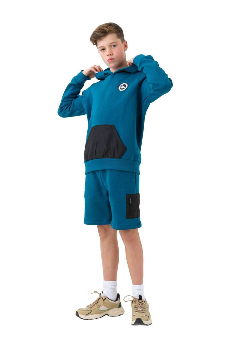 Boys Command Crest Hoodie - Teal/Black - Teal/Black