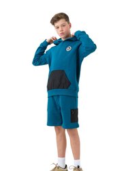 Boys Command Crest Hoodie - Teal/Black - Teal/Black