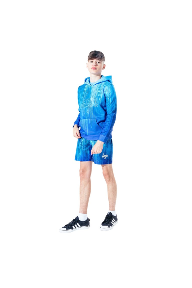 Boys Drips Pullover Hoodie - Blue/White - Blue/White