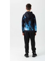 Boys Fire Hoodie (Blue/Black/White)