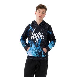 Boys Fire Hoodie (Blue/Black/White) - Blue/Black/White