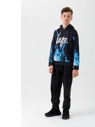 Boys Fire Hoodie (Blue/Black/White)