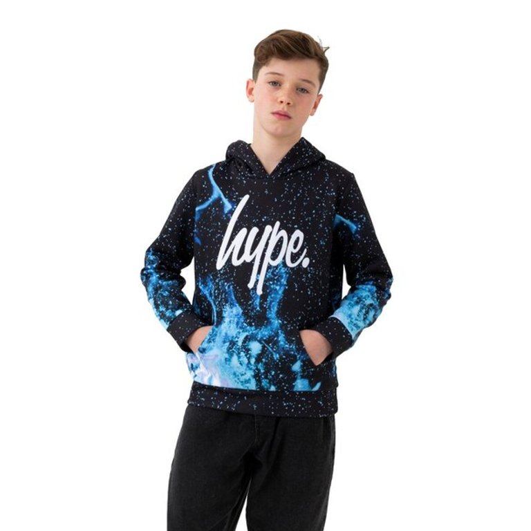 Boys Fire Hoodie (Blue/Black/White) - Blue/Black/White