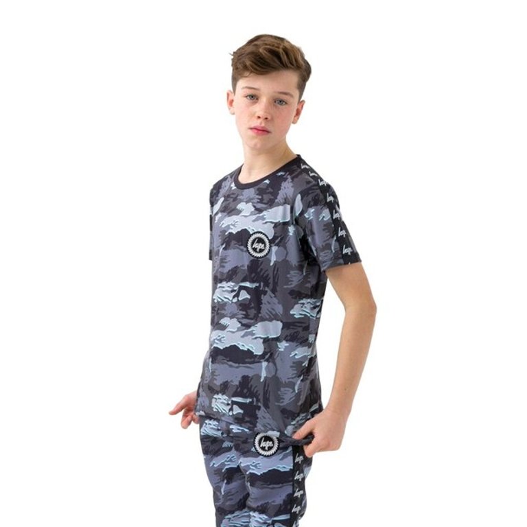 Boys Gloom Camo T-Shirt (Gray/Black) - Gray/Black