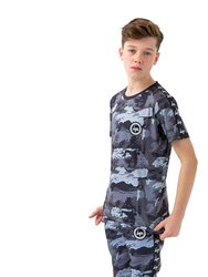 Boys Gloom Camo T-Shirt (Gray/Black) - Gray/Black