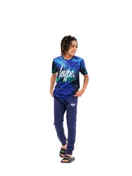 Boys Reef Spray Script T-Shirt & Jogging Bottoms Set - Navy/Green/White