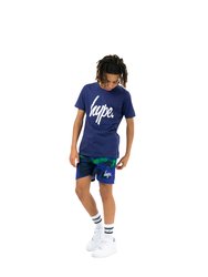 Boys Reef Spray Script T-Shirt & Shorts Set - Navy/White/Green