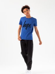 Boys Script Taped T-Shirt - Cobalt Blue