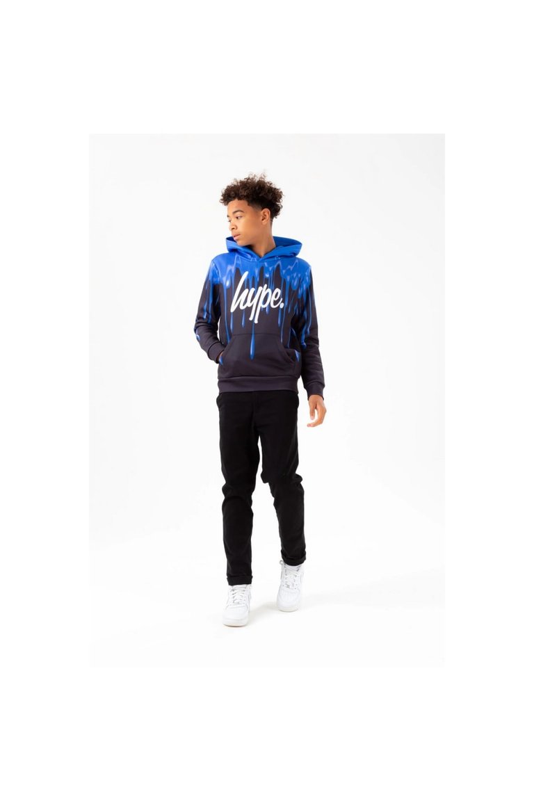 Boys Slime Drips Script Hoodie - Black/Blue