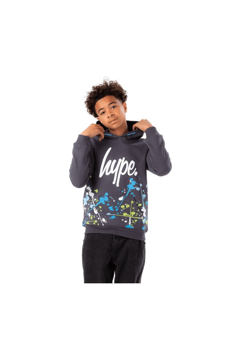 Boys Splat Script Hoodie - Gray - Gray