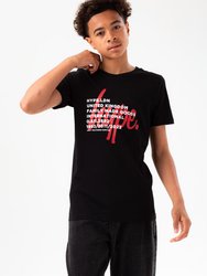Boys Text Overlay Script T-Shirt - Black