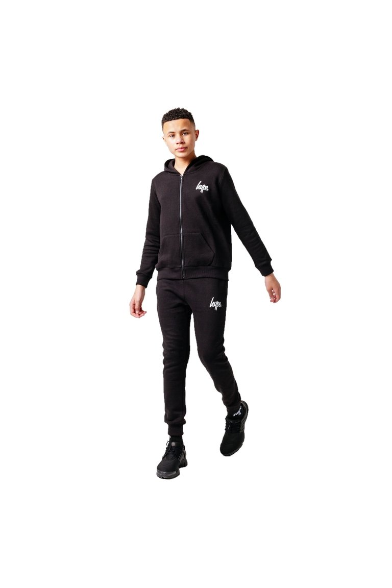 Childrens/Kids Full Zip Tracksuit - Black - Black