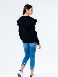 Girls Annabel Ruffle Sweater - Black