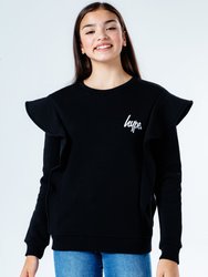 Girls Annabel Ruffle Sweater - Black - Black