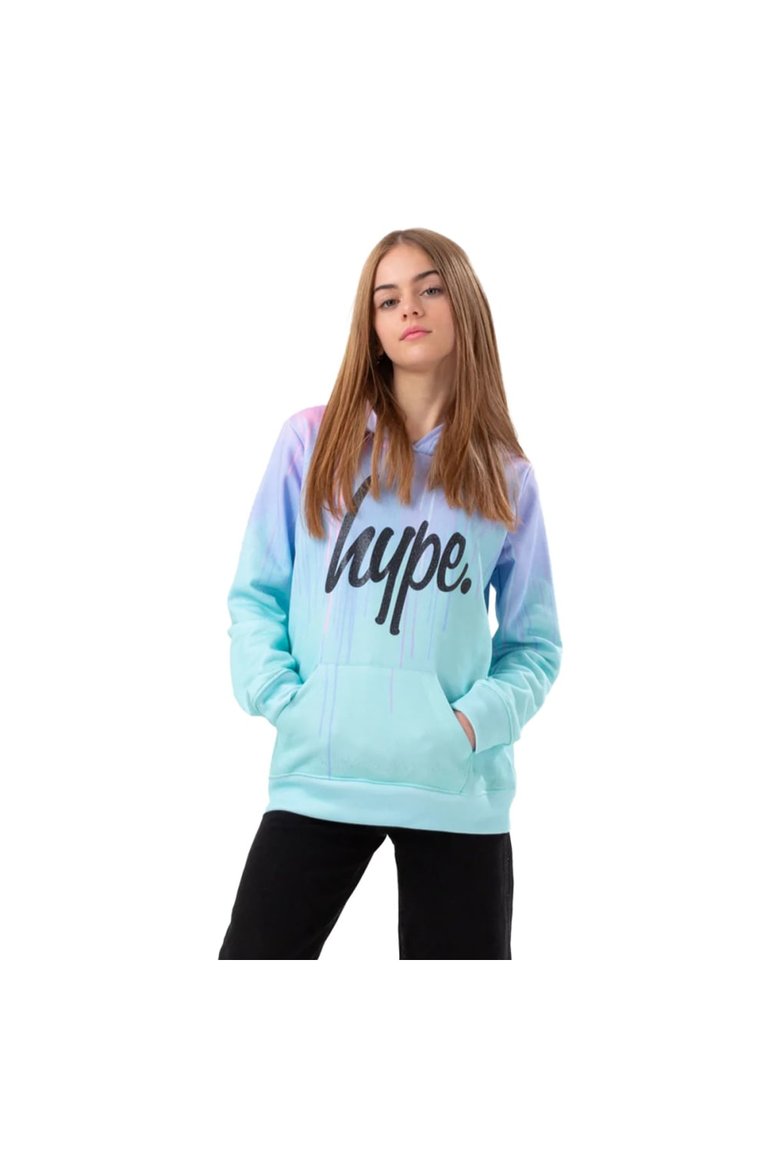 Girls Drip Glitter Script Hoodie