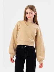 Girls Drop Shoulder Baggy Sweatshirt - Cream
