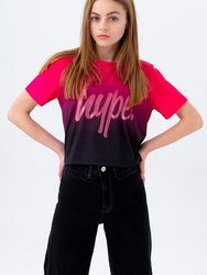 Girls Fade Crop T-Shirt - Berry/Black - Berry/Black