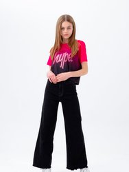 Girls Fade Crop T-Shirt - Berry/Black