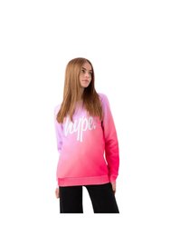 Girls Fade Holographic Script Crew Neck Sweatshirt