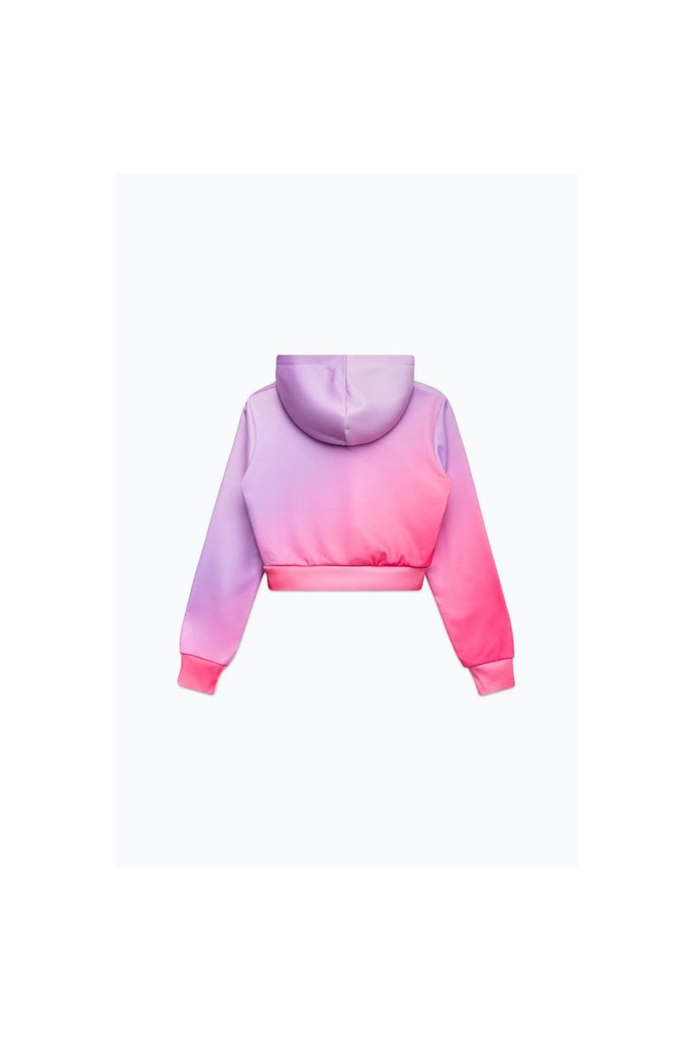 Girls Fade Holographic Script Crop Hoodie