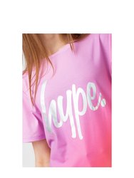 Girls Fade Holographic Script T-Shirt