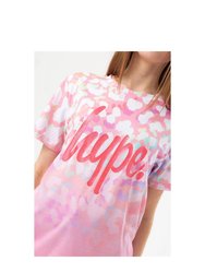 Girls Fade Leopard Script T-Shirt