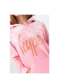 Girls Fade Rainbow Leopard Glitter Hoodie