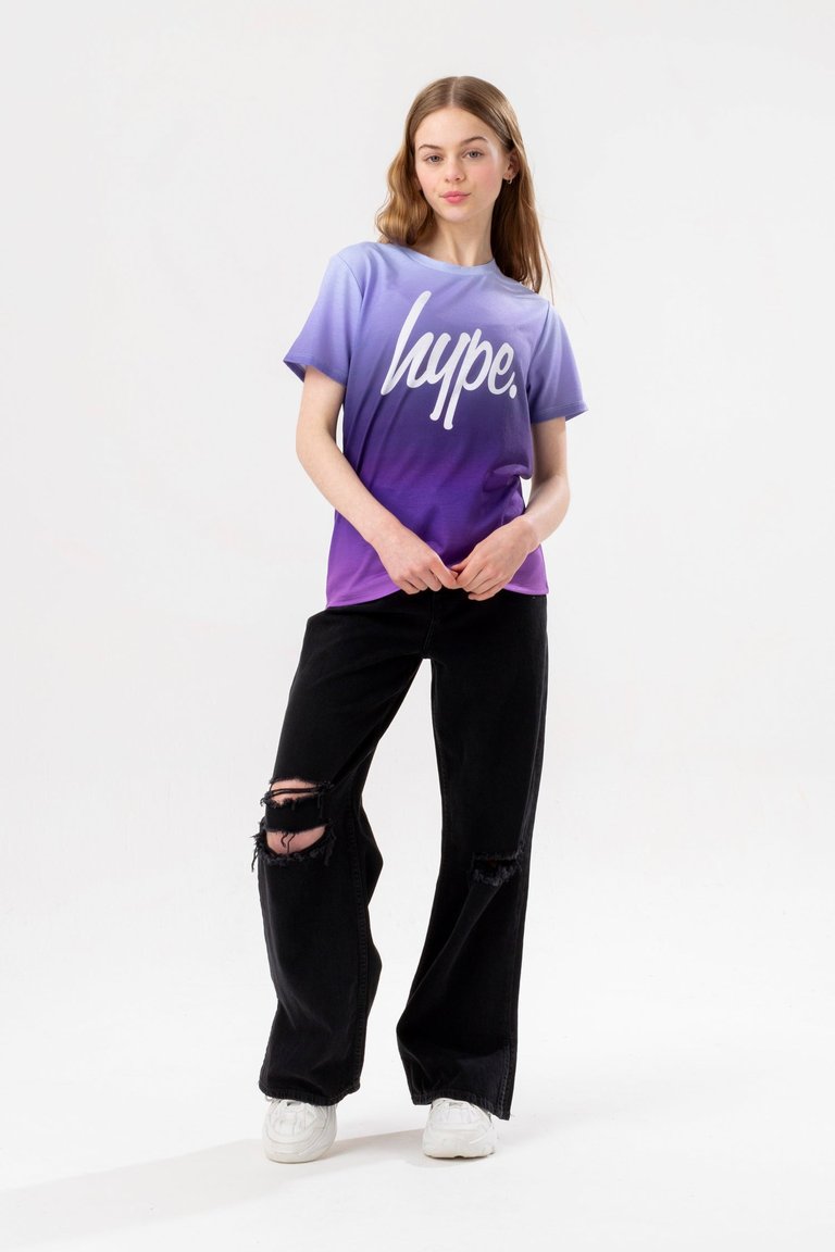 Girls Fade Script T-Shirt - Purple - Purple