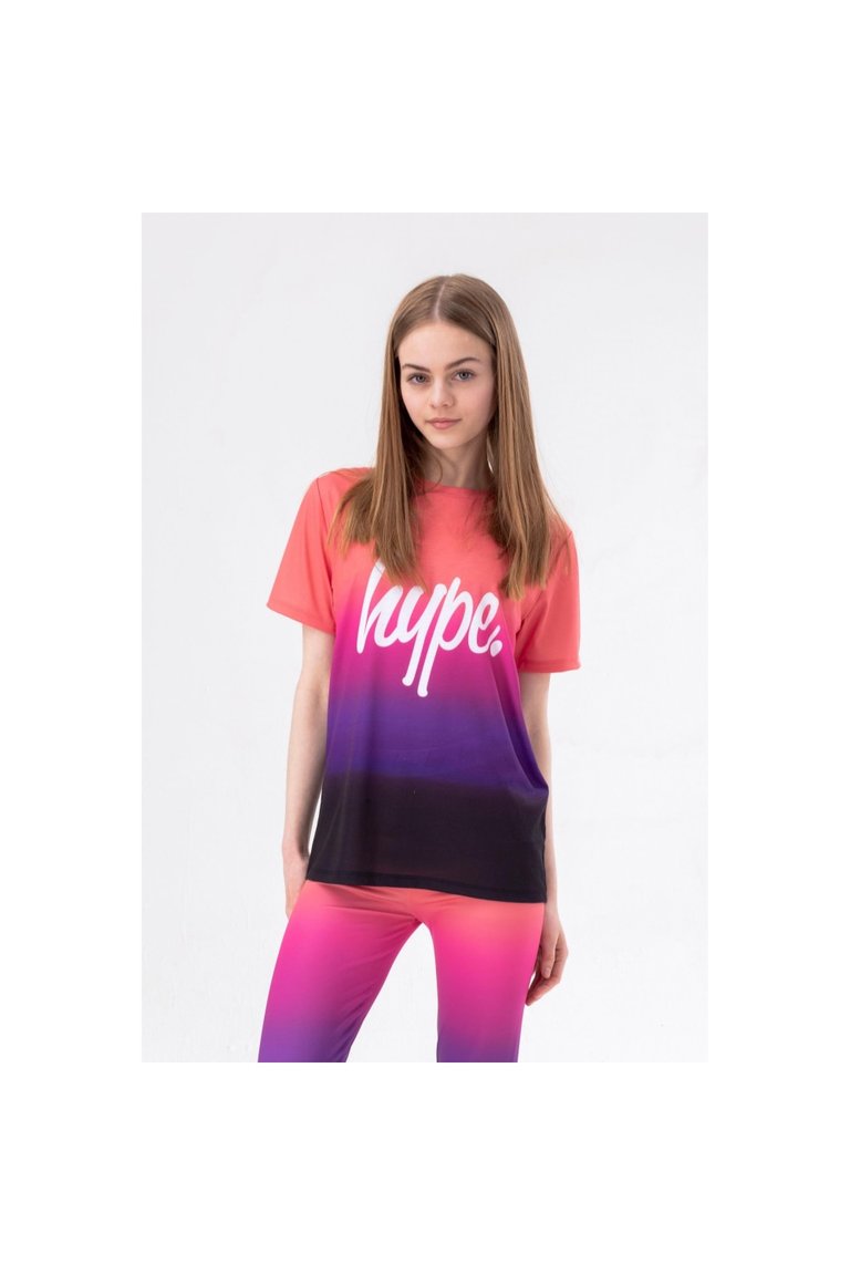 Girls Fade T-Shirt - Pink/Purple/Black - Pink/Purple/Black