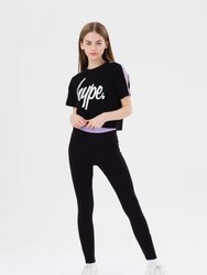 Girls Fantasy Script Crop Top - Black/White/Purple