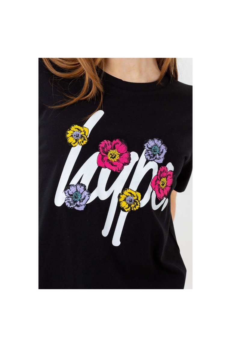 Girls Flower Patch Script T-Shirt