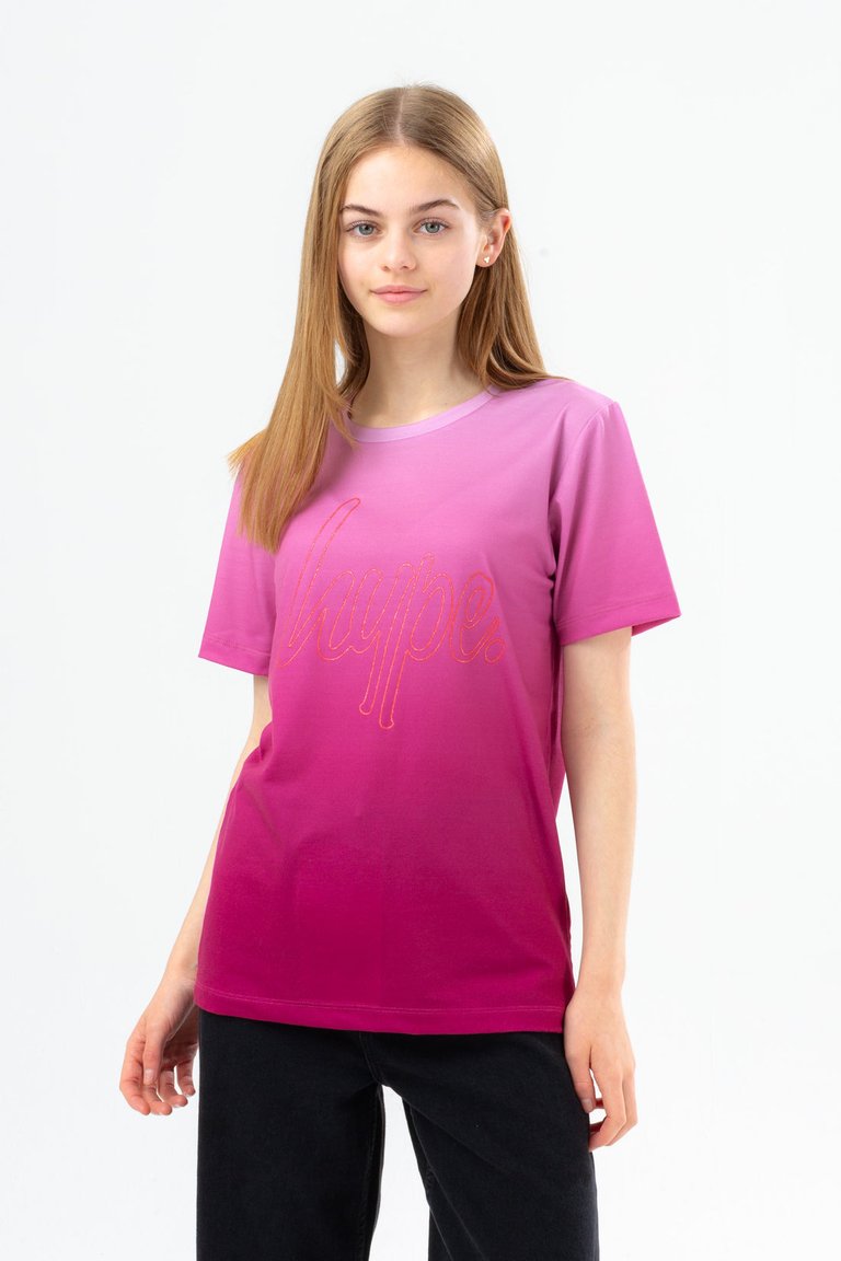 Girls Glitter Fade T-Shirt - Pink