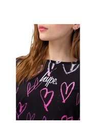 Girls Heart Fade Drop Shoulder T-Shirt
