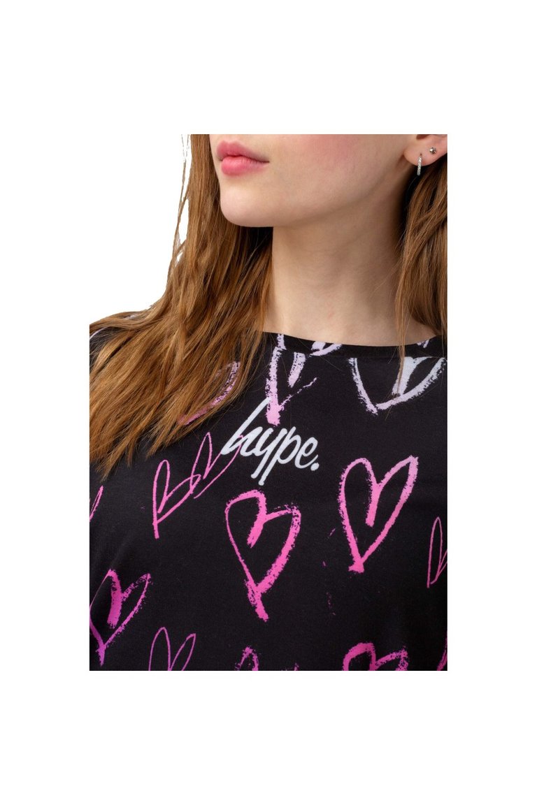 Girls Heart Fade Drop Shoulder T-Shirt