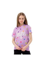 Girls Heart Stamp Script T-Shirt - Lilac - Lilac