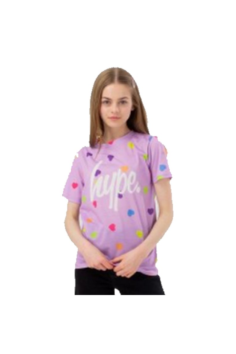 Girls Heart Stamp Script T-Shirt - Lilac - Lilac