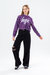 Girls Leopard Print Crop Hoodie - Purple/black/white