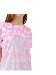 Girls Leopard Print T-Shirt - Pink/White