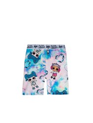 Girls LOL Surprise Glamstronaut Cycling Shorts - Light Purple/Blue/Soft Pink