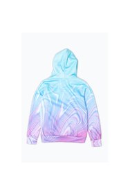 Girls Marble Script Hoodie - Teal/Purple