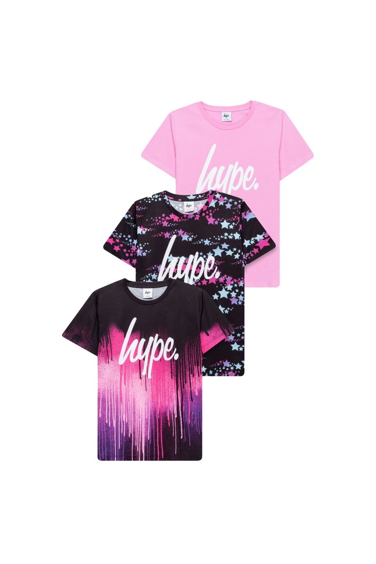 Girls Printed T-Shirt Pack of 3 - Pink